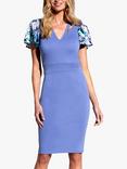 HotSquash Ponte Jersey Floral Knee Length Dress, Wildblue/Navy