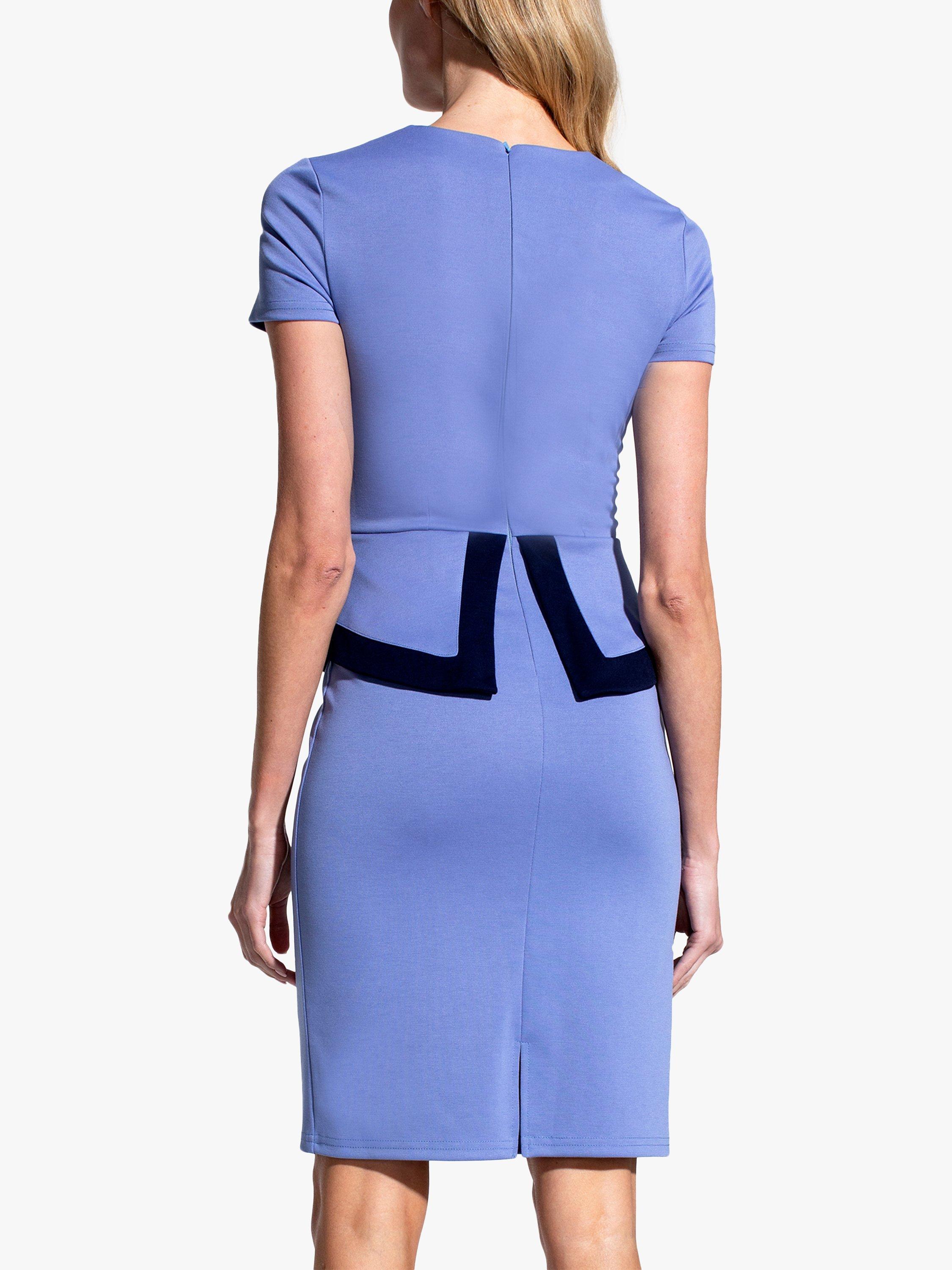 Product image 2 of 3, which shows HotSquash Peplum Contrast Seam Fitted Dress, Blue/Navy, 18