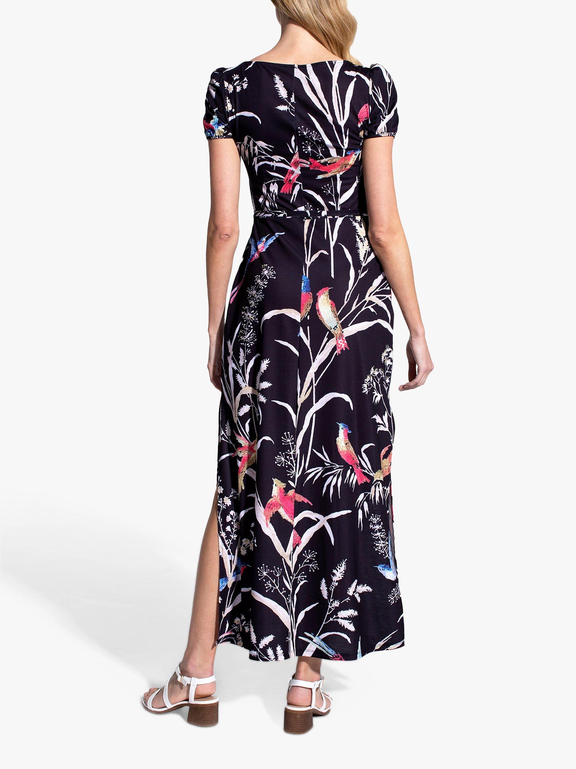 HotSquash Bird Print Maxi T Shirt Dress Black Multi