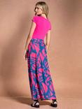 HotSquash Abstract Box Pleat Maxi Skirt, Matisse Teal/Pink