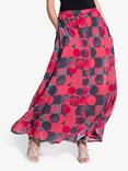 HotSquash Geometric Chiffon Maxi Skirt, Coral/Multi