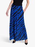 HotSquash Animal Box Pleat Maxi Skirt, Bright Blue/Black