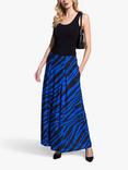 HotSquash Animal Box Pleat Maxi Skirt, Bright Blue/Black