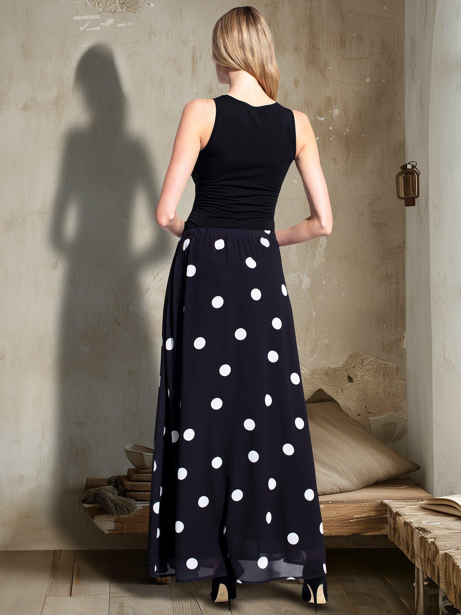 HotSquash Polka Dot Chiffon Maxi Skirt Black White