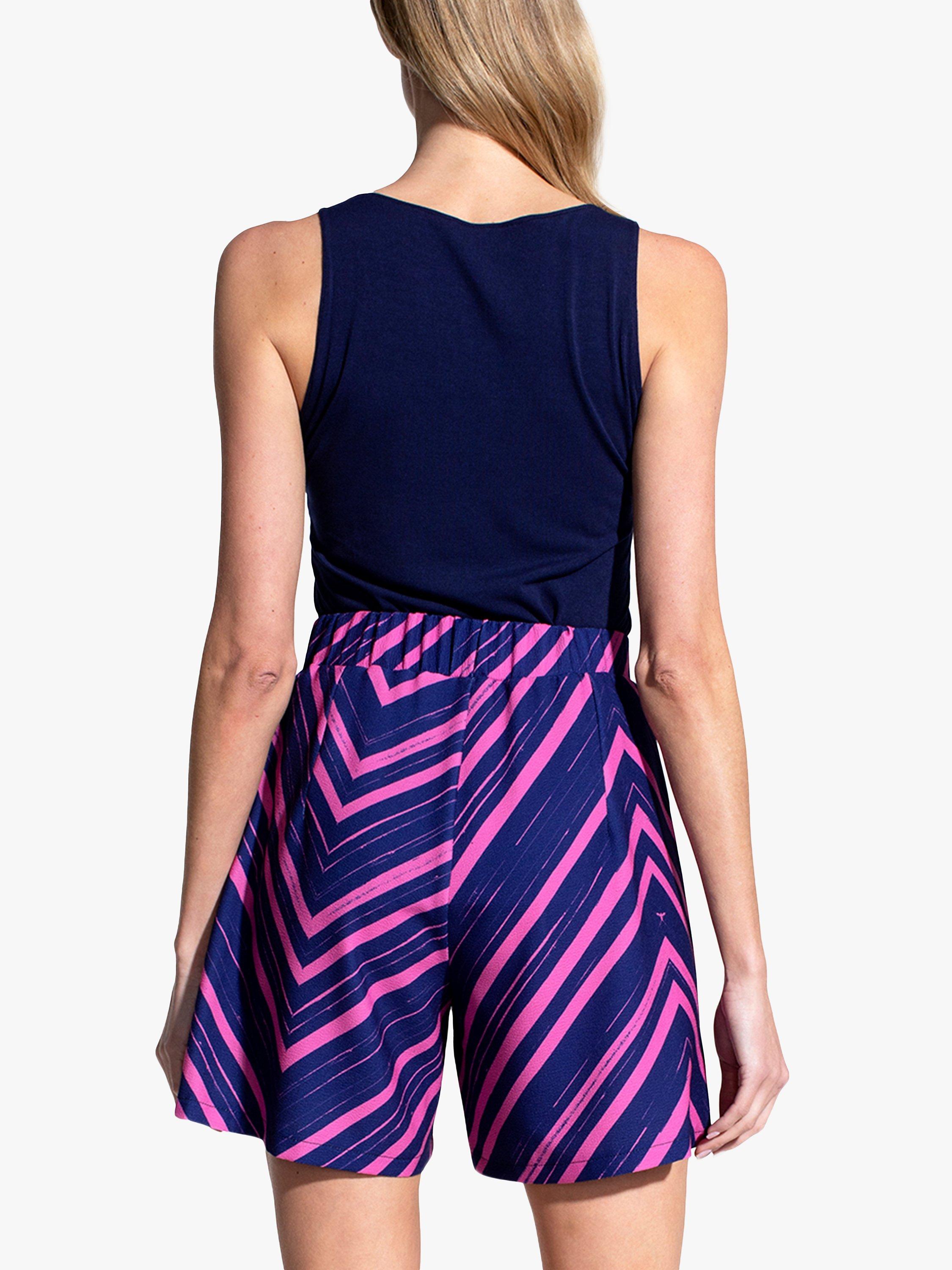 Product image 2 of 3, which shows HotSquash Zig Zag Luxe Crepe Shorts, Navy/Pink, 8