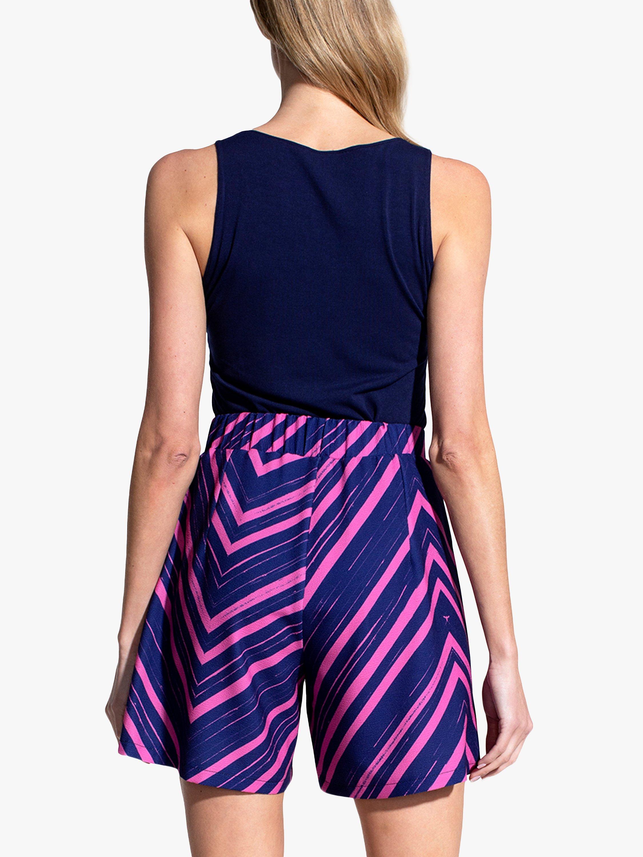 HotSquash Zig Zag Luxe Crepe Shorts, Navy/Pink, 8