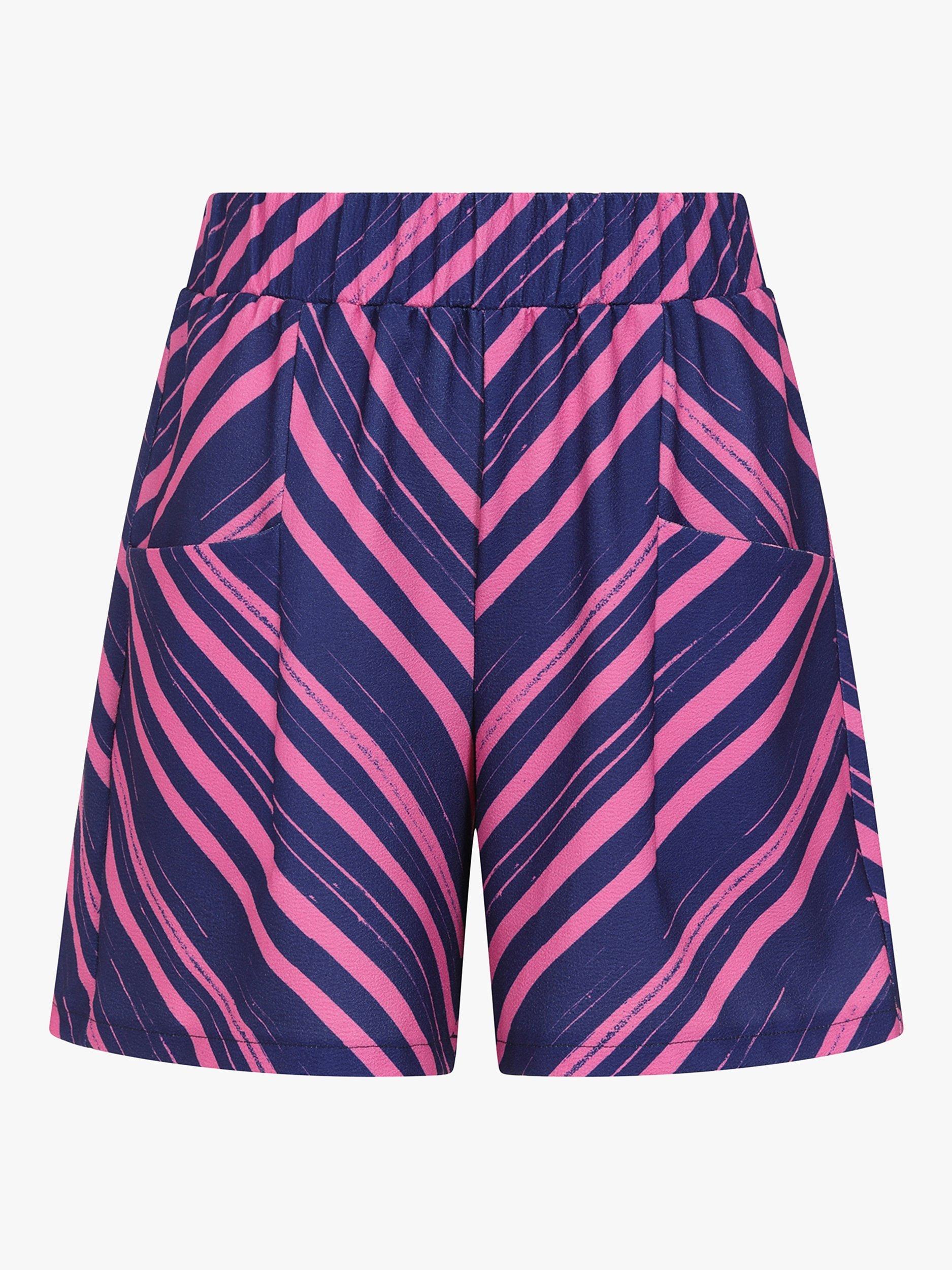 Product image 3 of 3, which shows HotSquash Zig Zag Luxe Crepe Shorts, Navy/Pink, 8