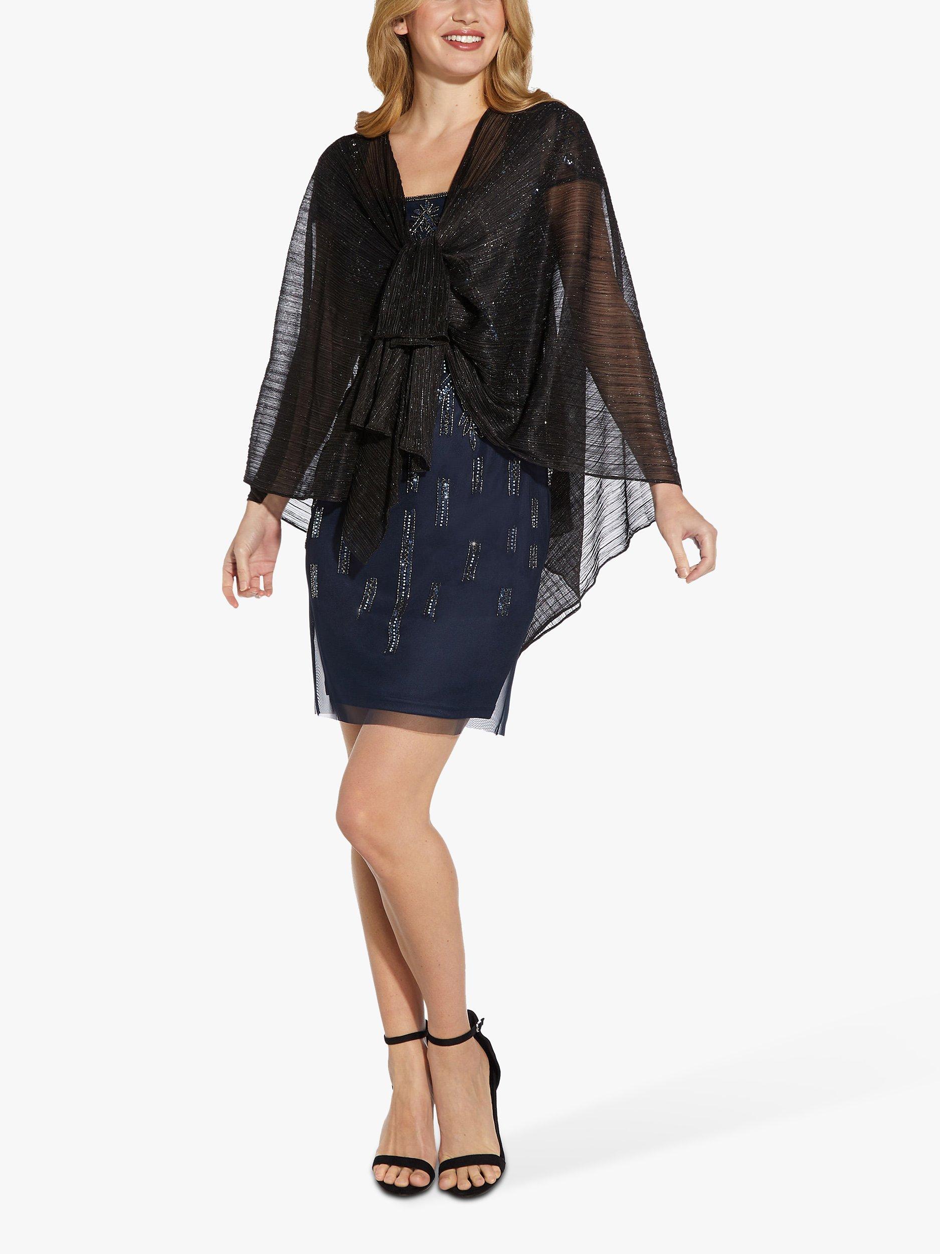 Product image 2 of 5, which shows Adrianna Papell Metallic Mesh Wrap, Black, One Size
