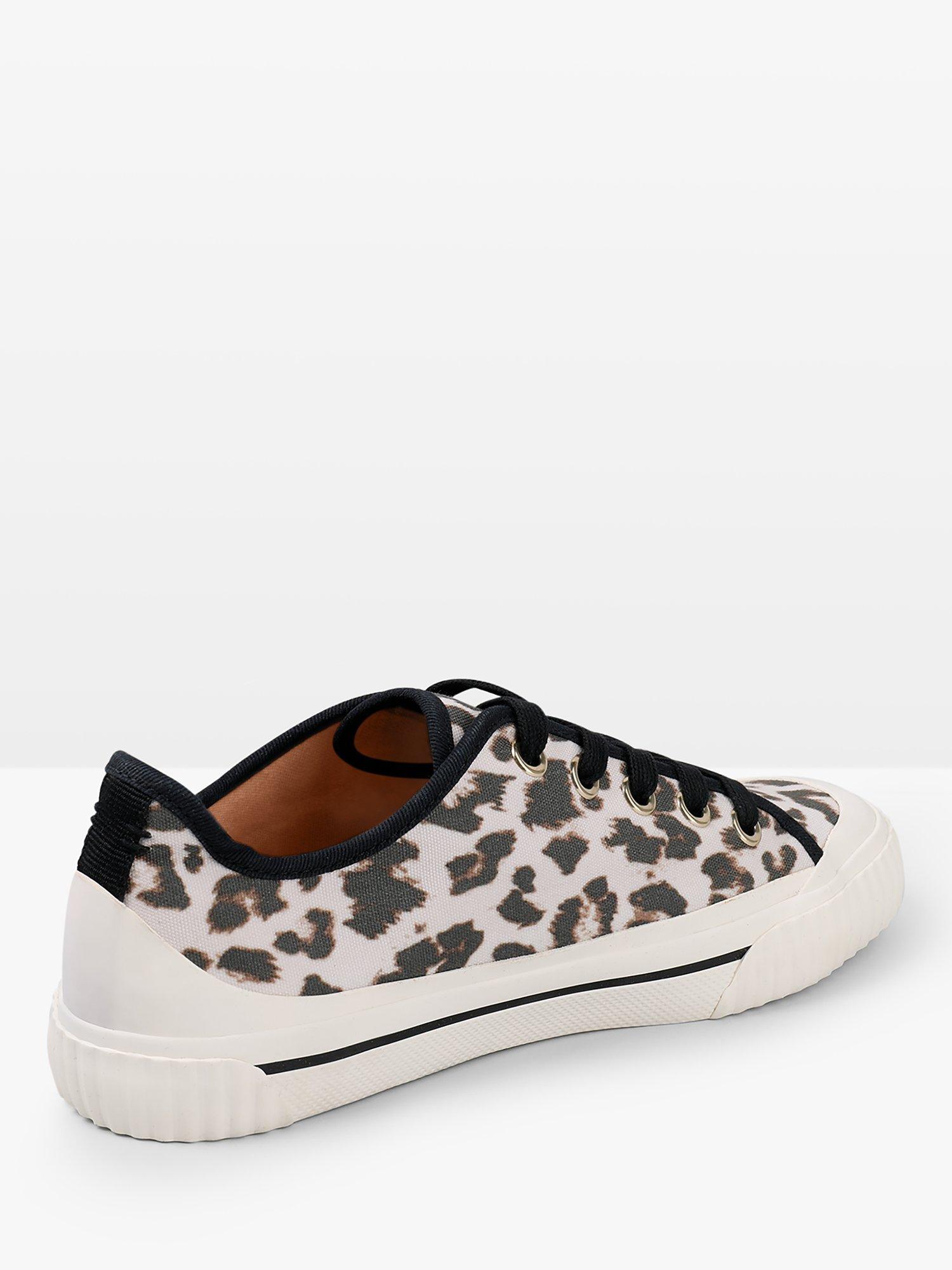 Product image 3 of 4, which shows HUSH Leyton Leopard Print Canvas Trainers, Natural, 3