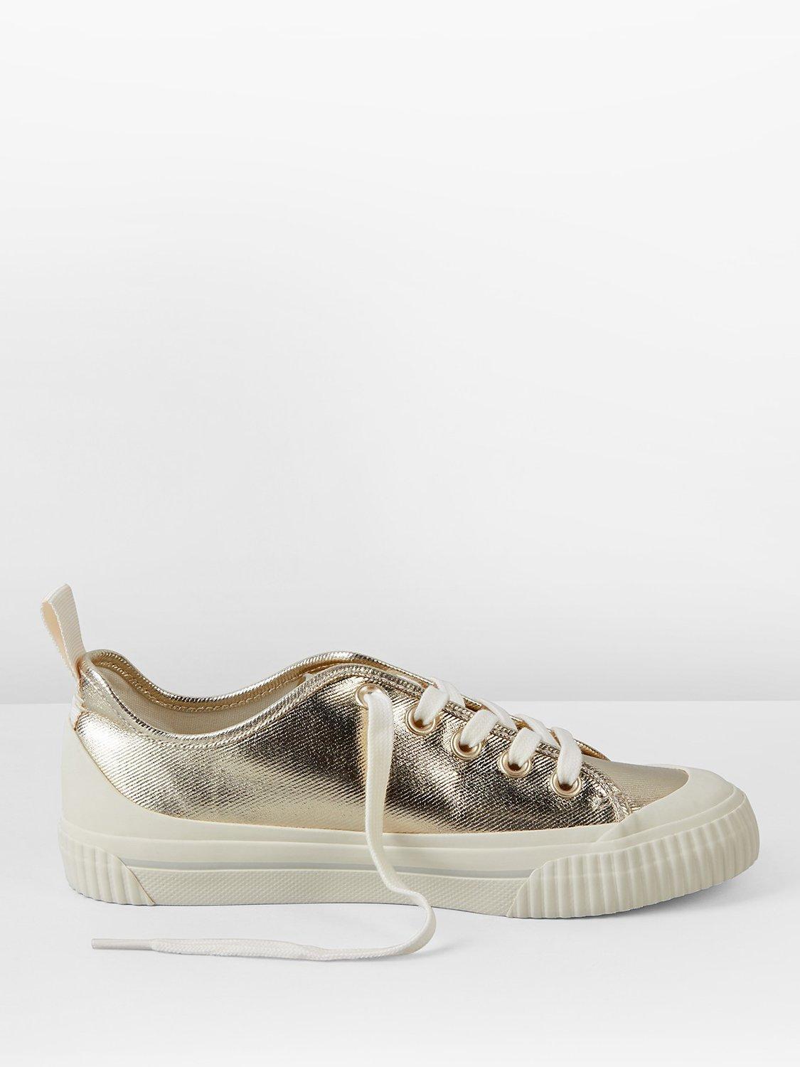 HUSH Leyton Canvas Low Top Trainers, Gold