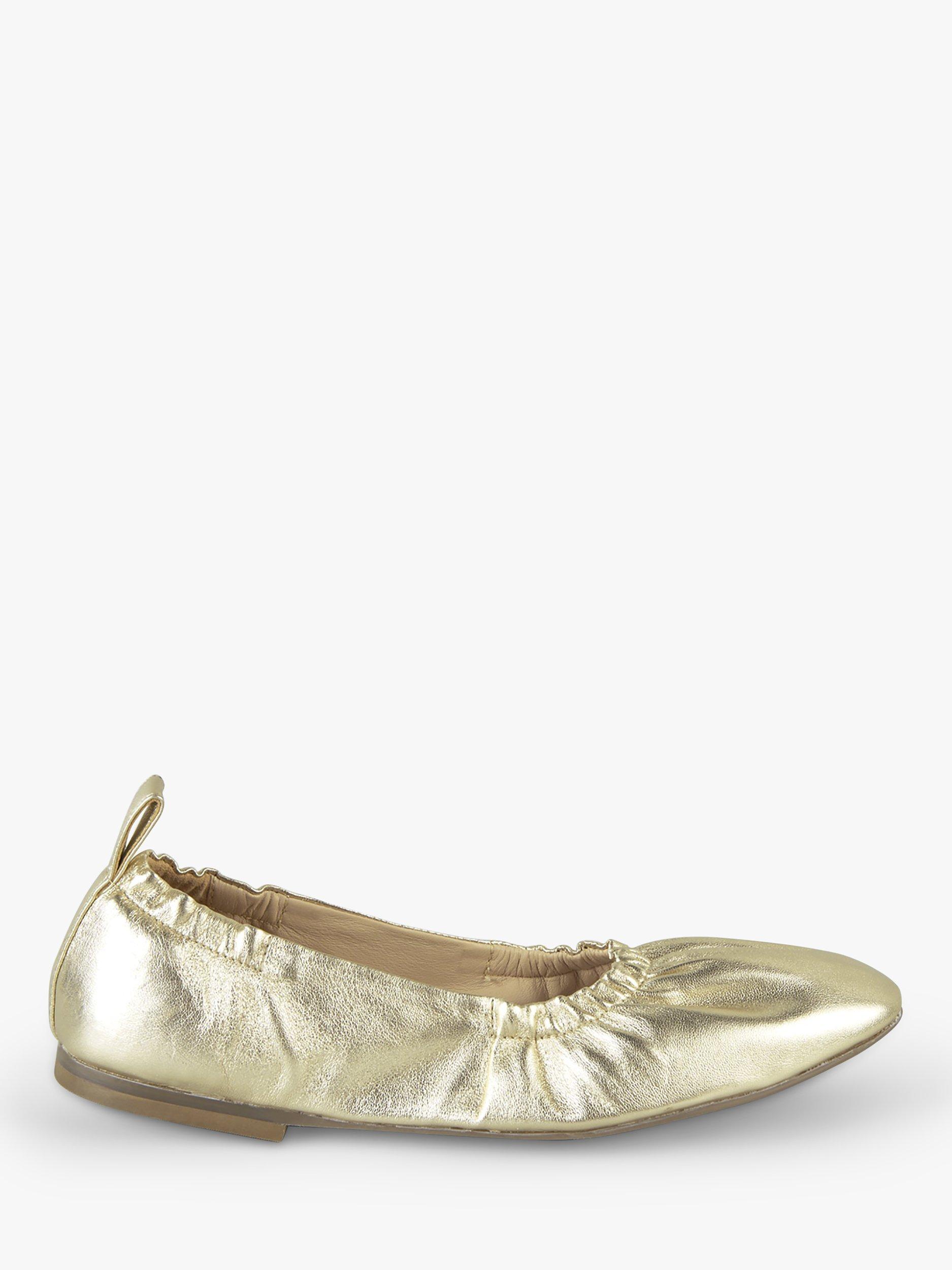HUSH Maya Leather Flexible Sole Ballet Pumps, Gold