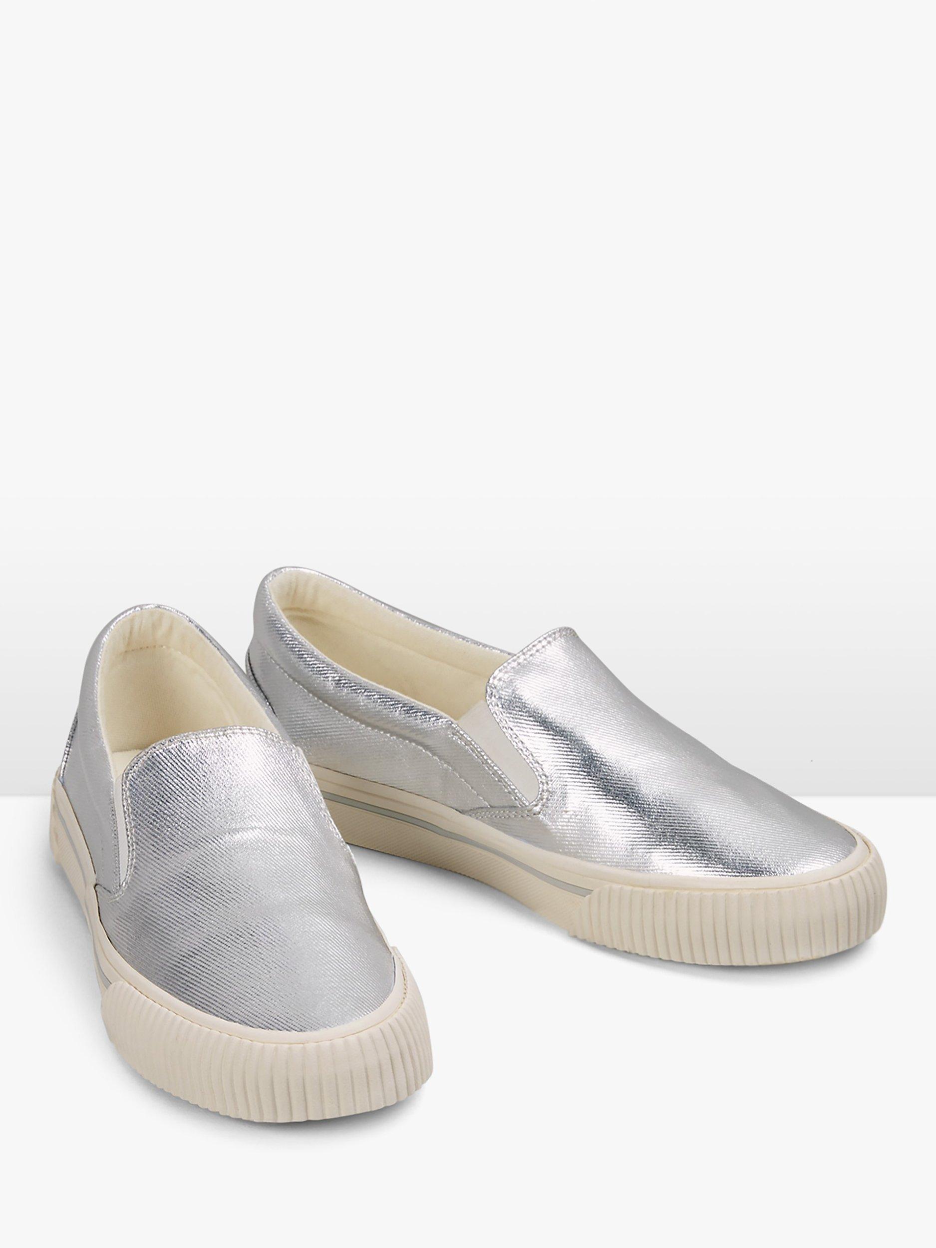 Product image 3 of 4, which shows HUSH Gili Foiled Canvas Plimsolls, Silver, 3