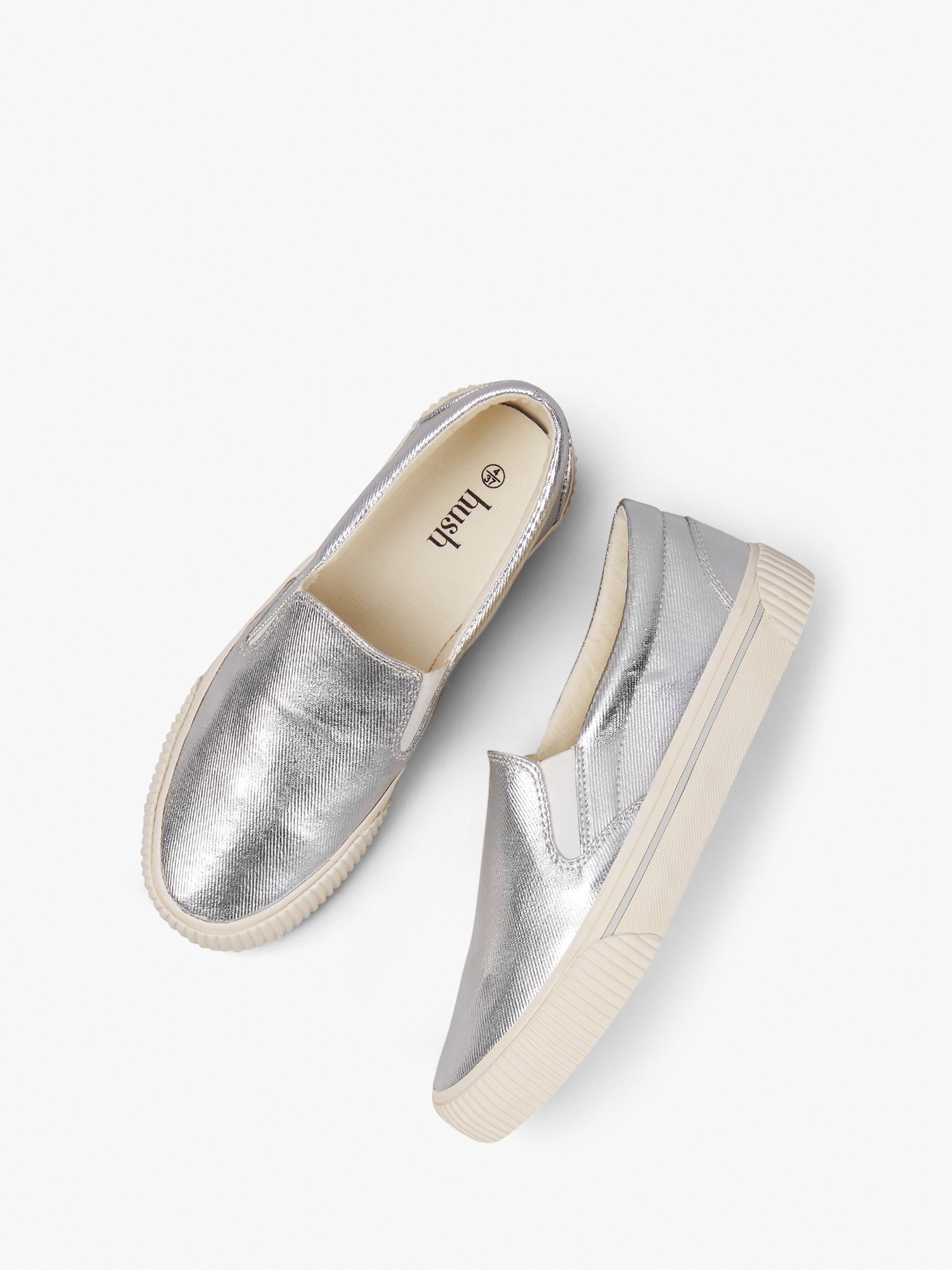 Product image 4 of 4, which shows HUSH Gili Foiled Canvas Plimsolls, Silver, 3
