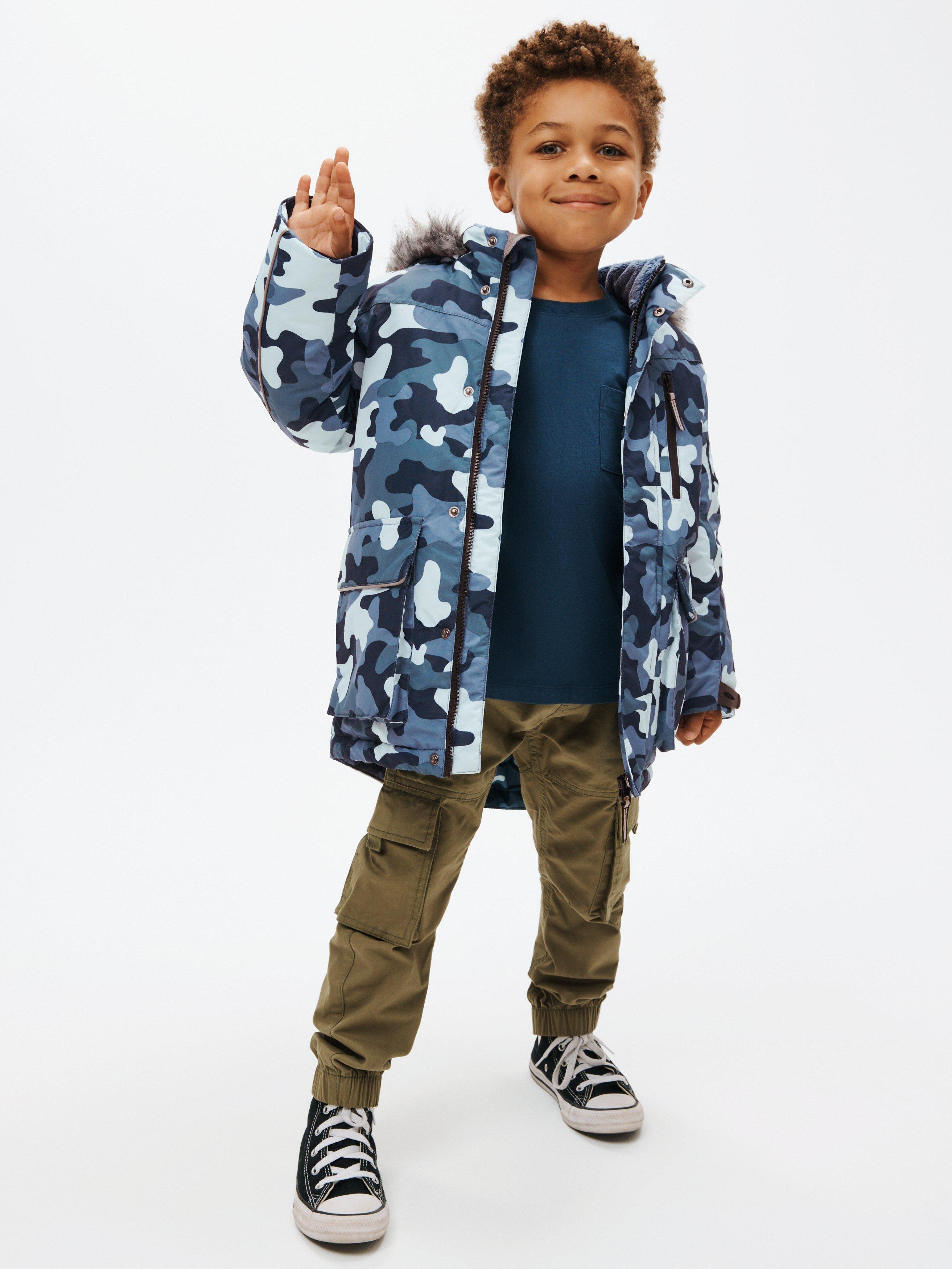 John Lewis Kids' Tech Camouflage Parka Coat, Blue