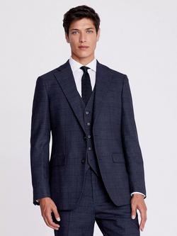 Moss Regular Fit Check Suit Jacket, Navy Black