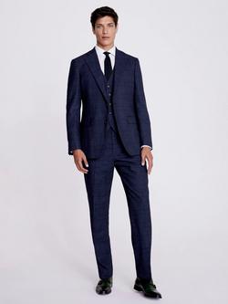 Moss Regular Fit Check Suit Jacket - view 2, Navy Black