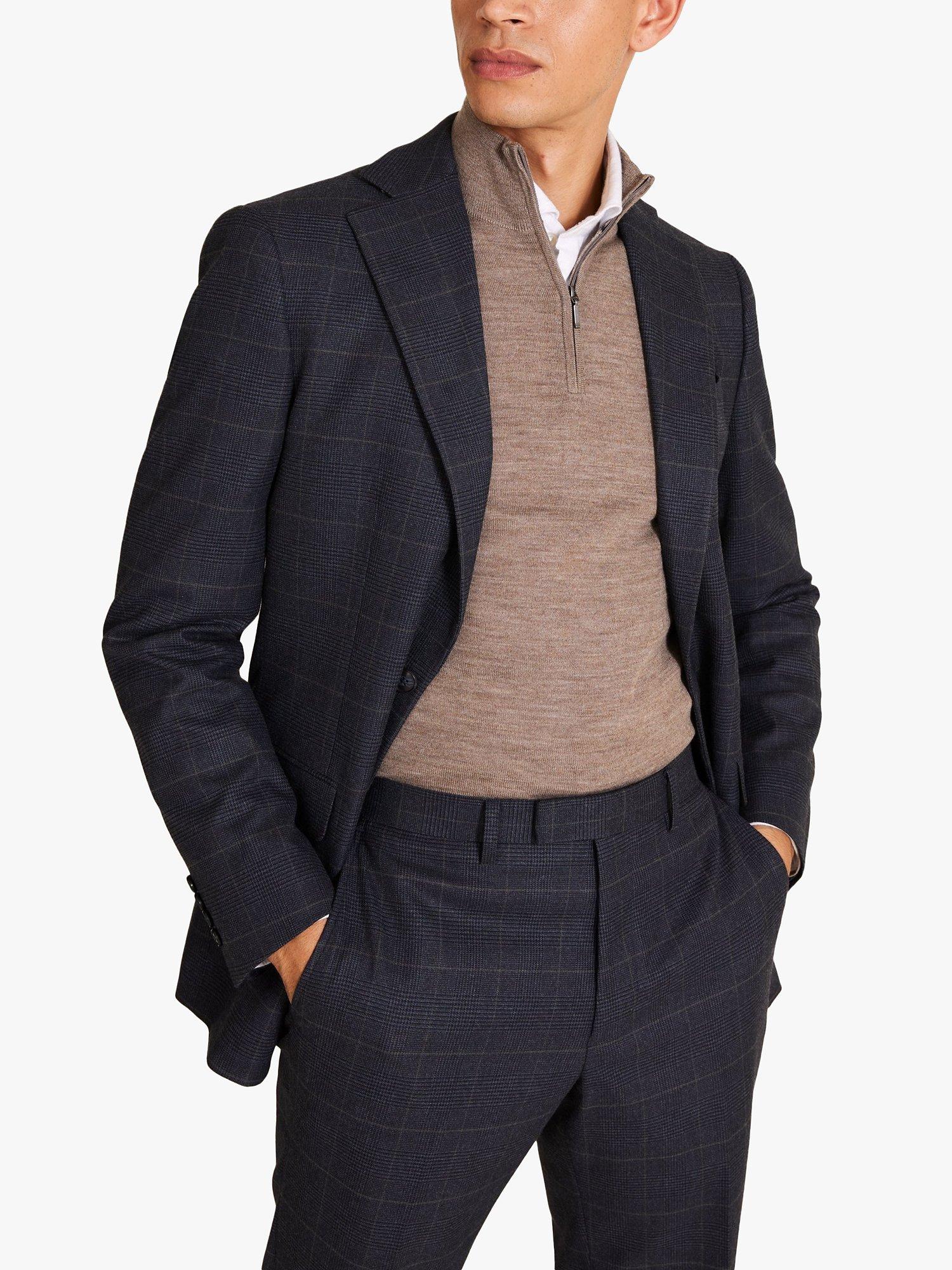 Moss Regular Fit Check Suit Jacket, Blue/Khaki