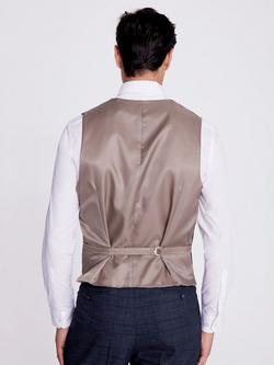 Moss Regular Fit Check Waistcoat, Navy/Black - view 2, Navy/Black