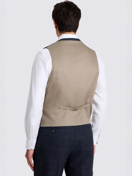 Moss Regular Fit Check Suit Waistcoat - view 2, Navy/Black