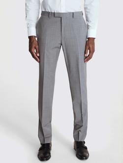 Moss Tailored Fit Wool Blend Performance Suit Trousers, Light Grey Marl