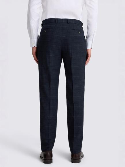 Moss Regular Fit Check Suit Trousers - view 2, Navy/Black