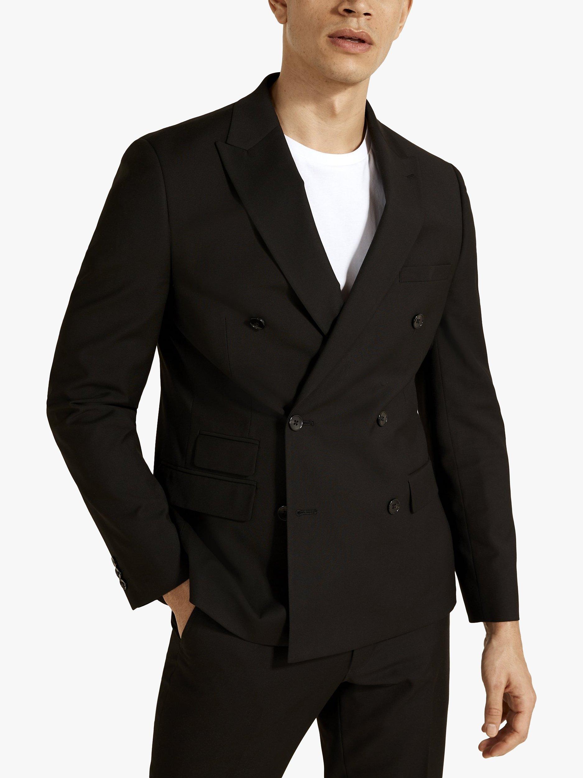 Moss Slim Fit Double Breasted Stretch Suit Jacket, Black
