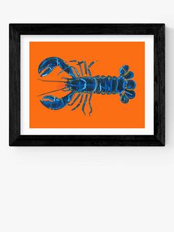 EAST END PRINTS Alice Straker 'Lobster on Orange' Framed Print, Black Frame
