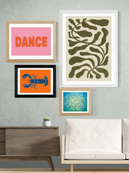 EAST END PRINTS Alice Straker 'Lobster on Orange' Framed Print - view 2, Black Frame