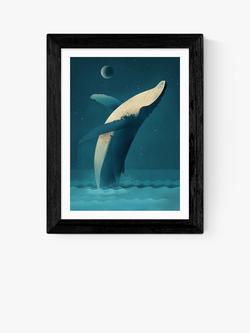 EAST END PRINTS Dieter Braun 'Humpback Whale' Framed Print, Black Frame