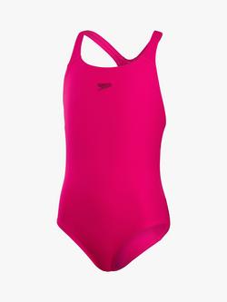 Speedo Kids' Essential Medalist Swimsuit, Pink, Pink