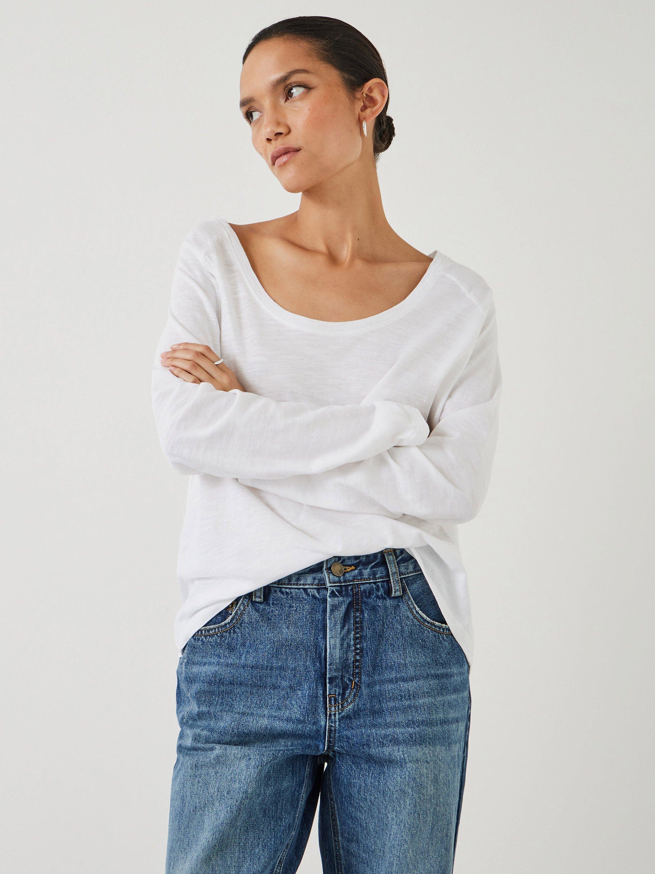 HUSH Organic Cotton Slub Avalon Scoop Neck T-Shirt, White