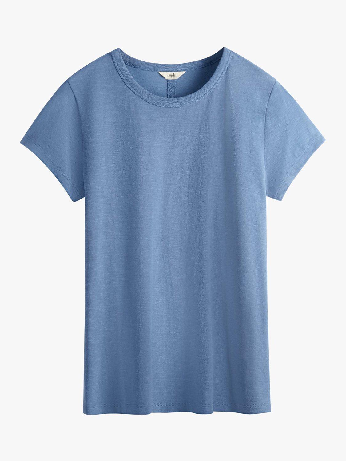 Product image 6 of 6, which shows HUSH Slim Fit Cotton Crew Neck T-Shirt, Denim Blue, XXS