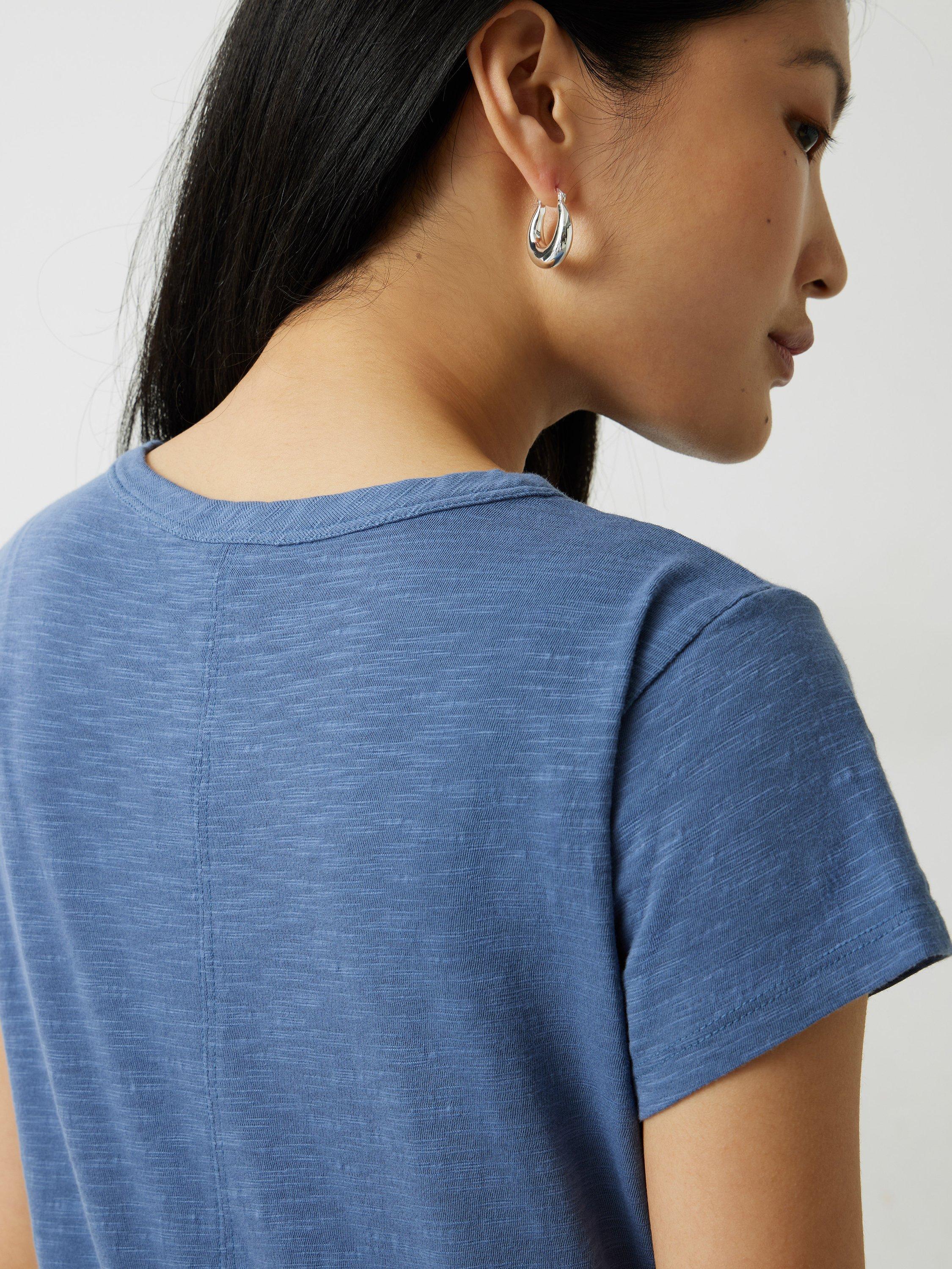 Product image 5 of 6, which shows HUSH Slim Fit Cotton Crew Neck T-Shirt, Denim Blue, XXS