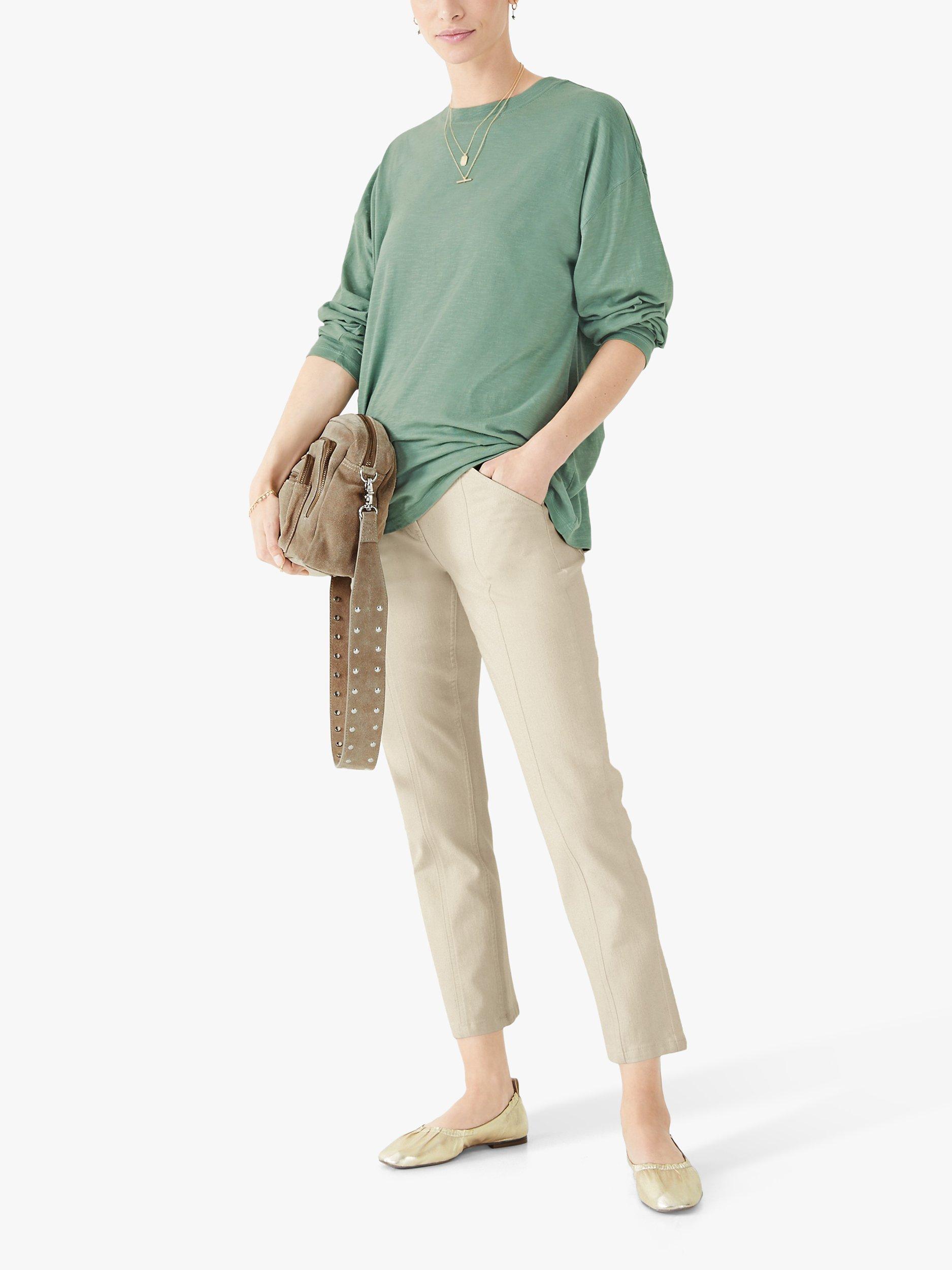 HUSH Amanda Long Sleeve Cotton Top, Iceberg Green