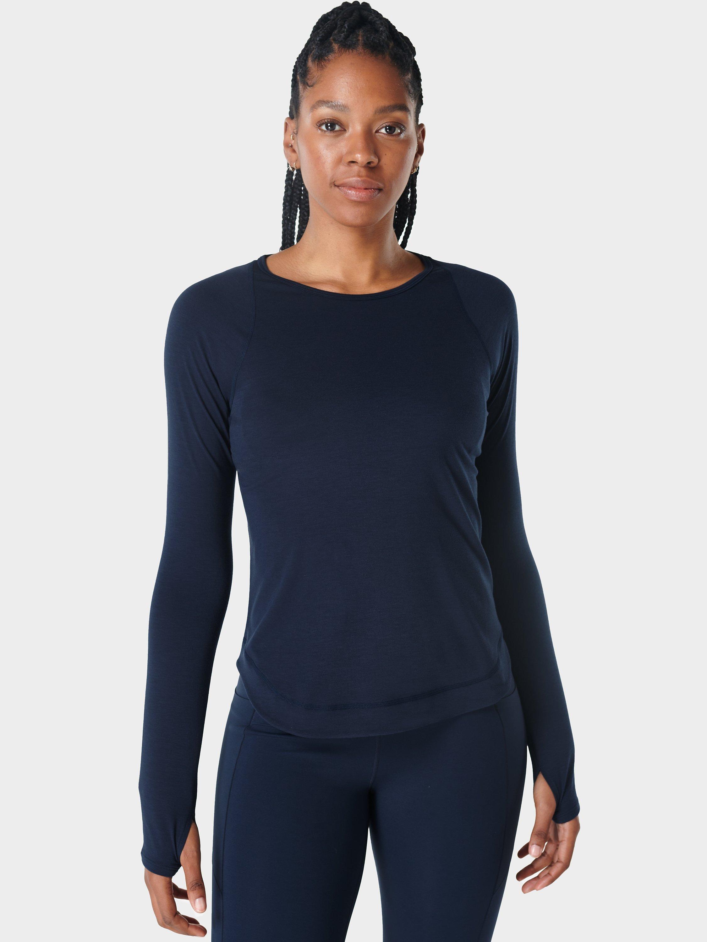 Sweaty Betty Breathe Easy Long Sleeve Top, Navy, XXS