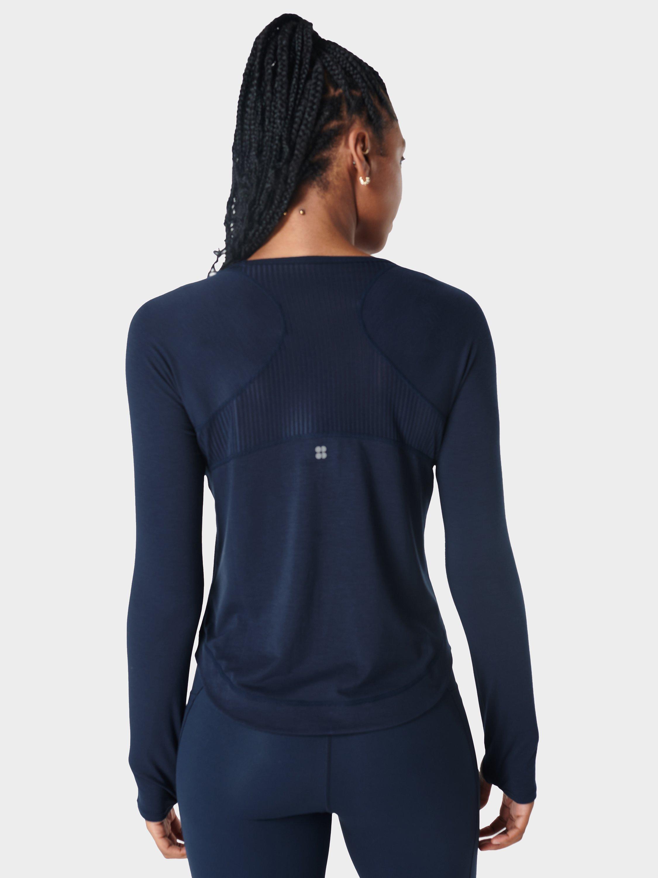 Sweaty Betty Breathe Easy Long Sleeve Top, Navy, XXS