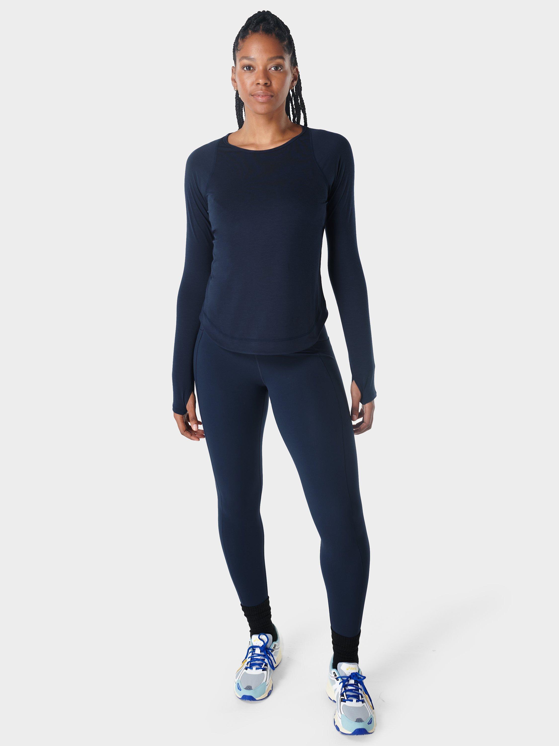 Sweaty Betty Breathe Easy Long Sleeve Top, Navy, XXS