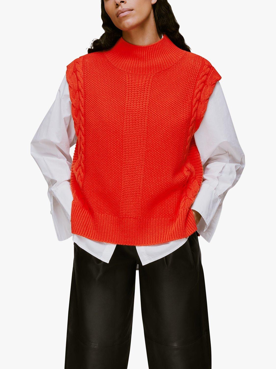 Whistles Sleeveless Cable Knit Jumper