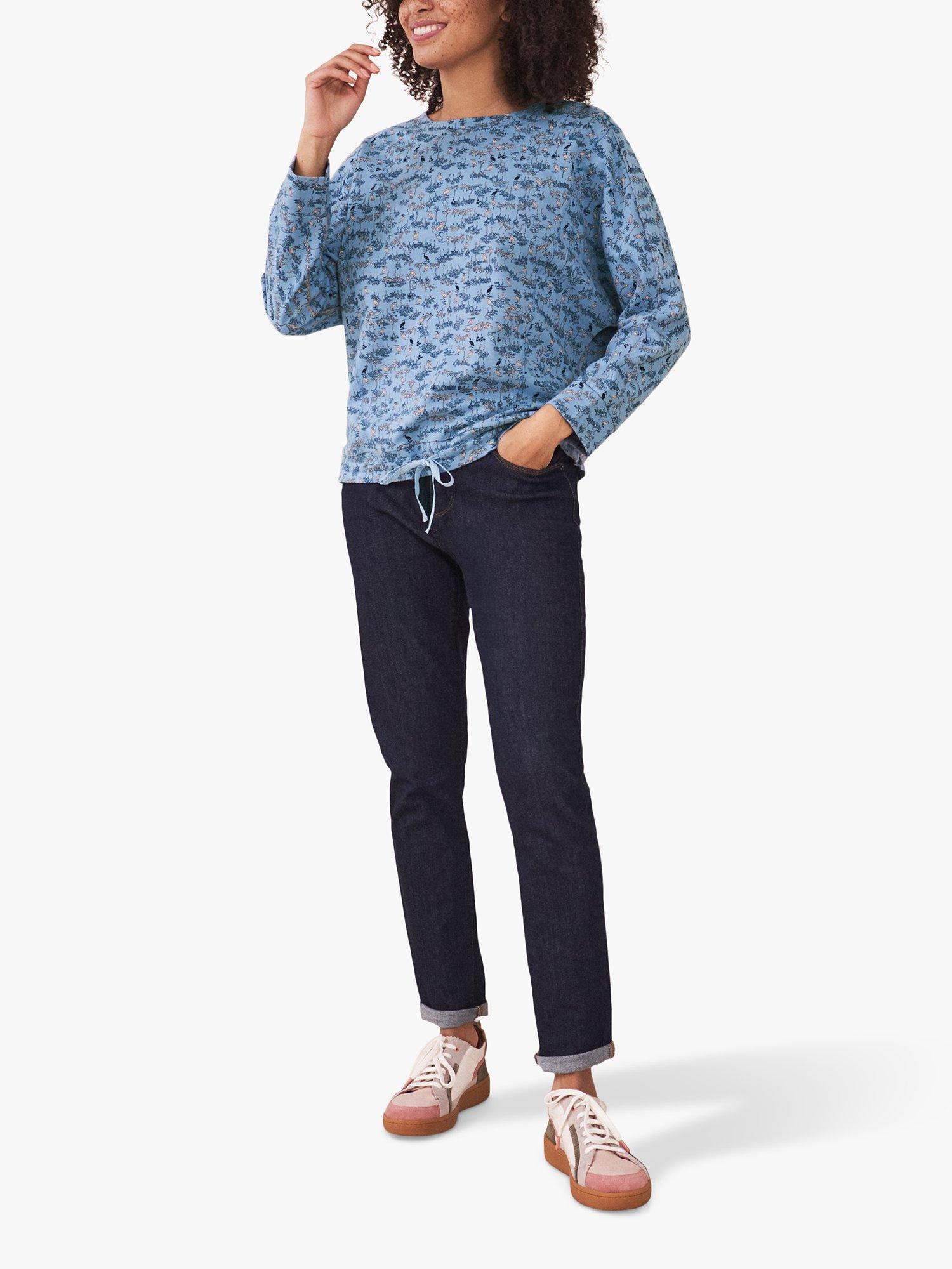 White Stuff River Floral Jersey Top, Blue
