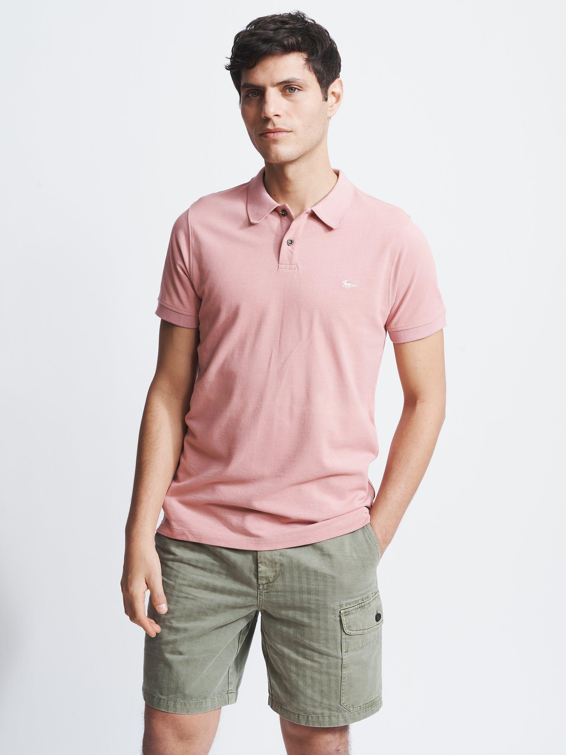 Aubin Woodchester Cotton Polo Shirt, Washed Coral