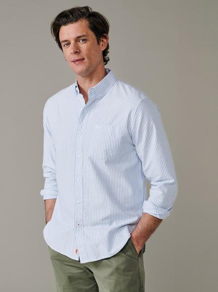Aubin Aldridge Oxford Stripe Cotton Button Down Shirt, Pale Blue Stripe