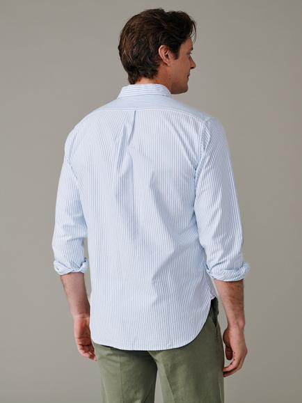Aubin Aldridge Oxford Stripe Cotton Button Down Shirt - view 2, Pale Blue Stripe