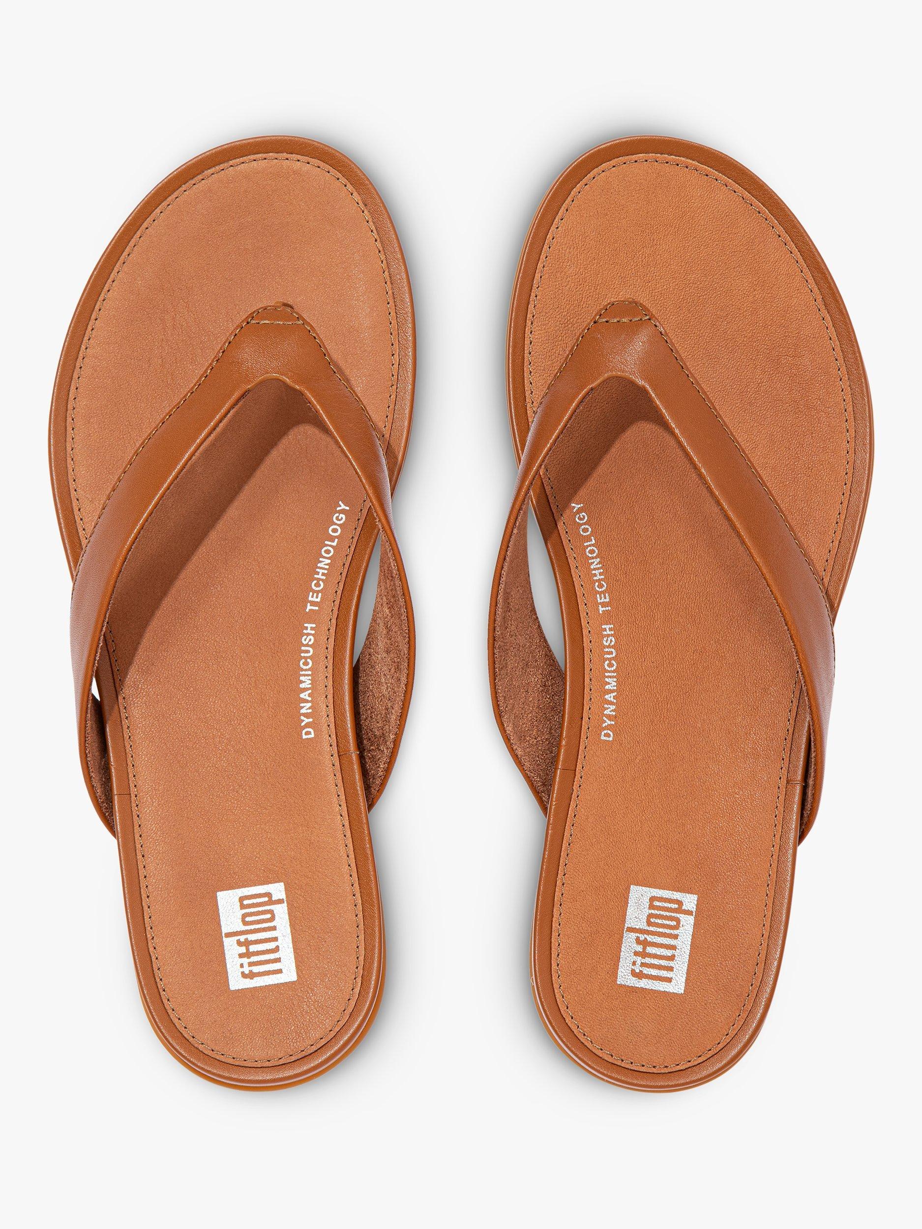 FitFlop Gracie Leather Flip Flops Tan