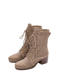 Celtic & Co. Suede Block Heel Derby Boots - view 2, Camel