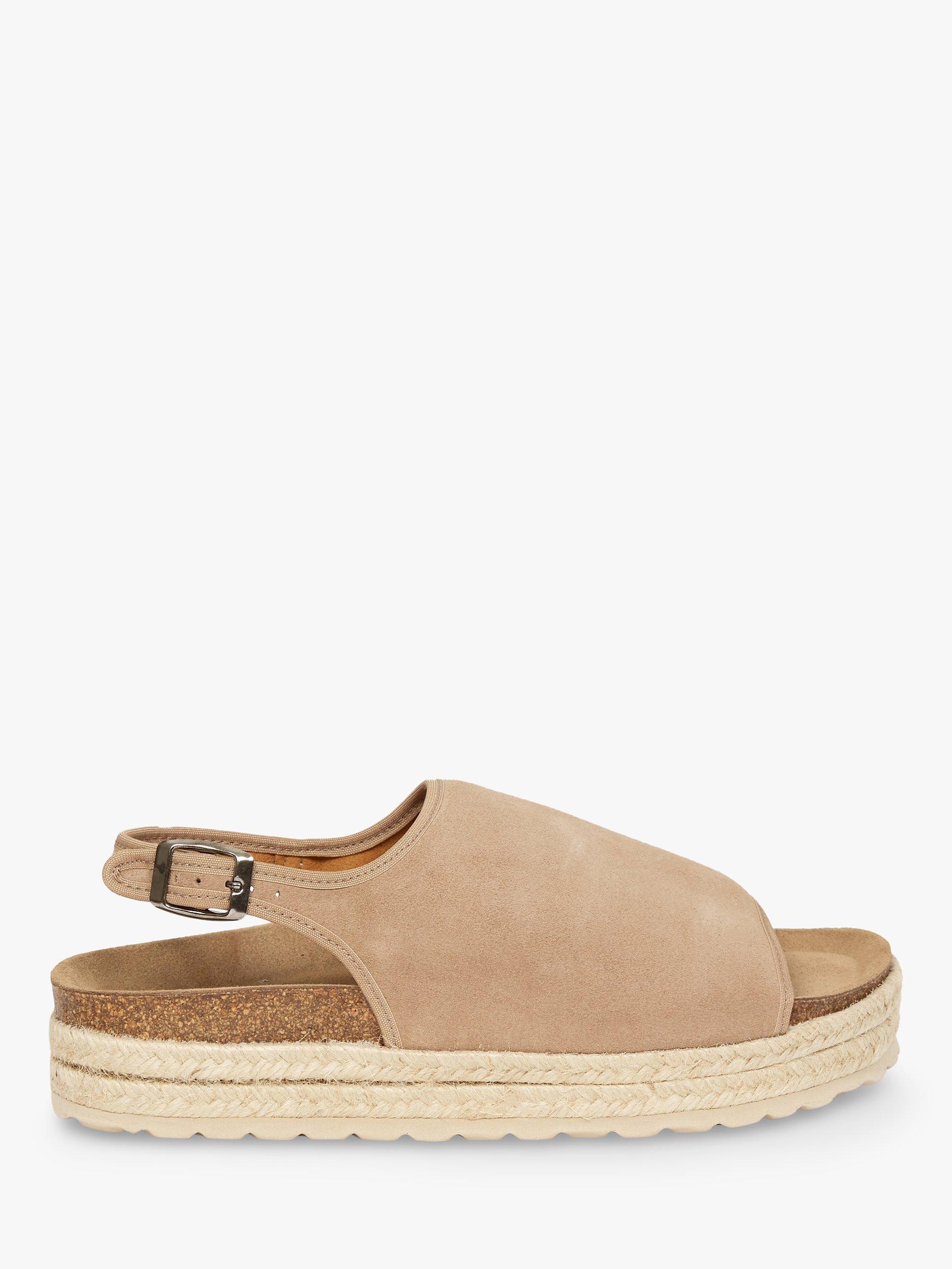 Celtic & Co. Suede Slingback Peep-Toe Mule Sandals, Camel