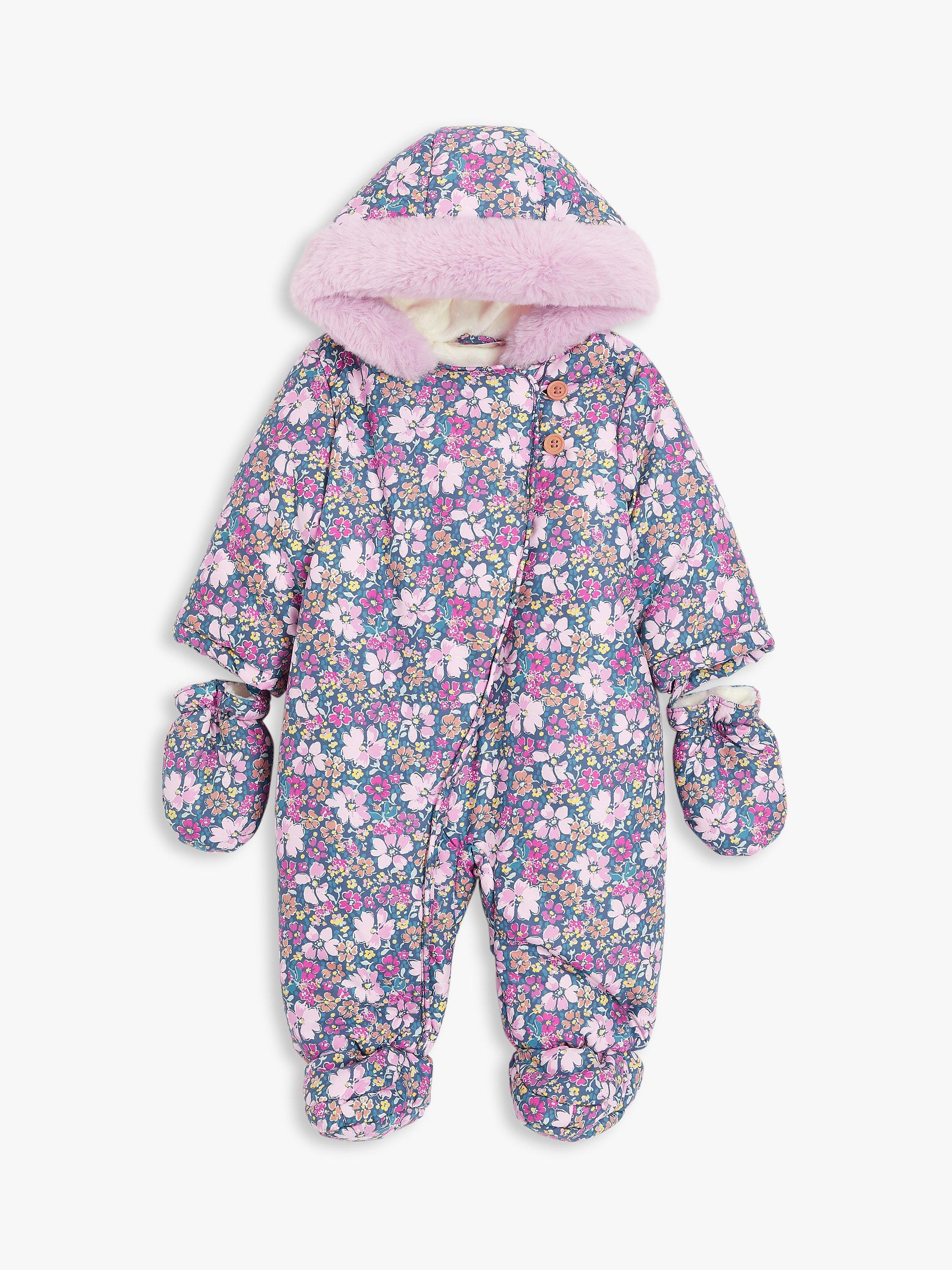 John Lewis Baby Floral Shower Resistant Snowsuit, Multi