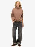 Superdry Studios Alpaca Wool Blend Chunky Roll Neck Jumper, Camel Brown