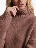 Superdry Studios Alpaca Wool Blend Chunky Roll Neck Jumper, Camel Brown