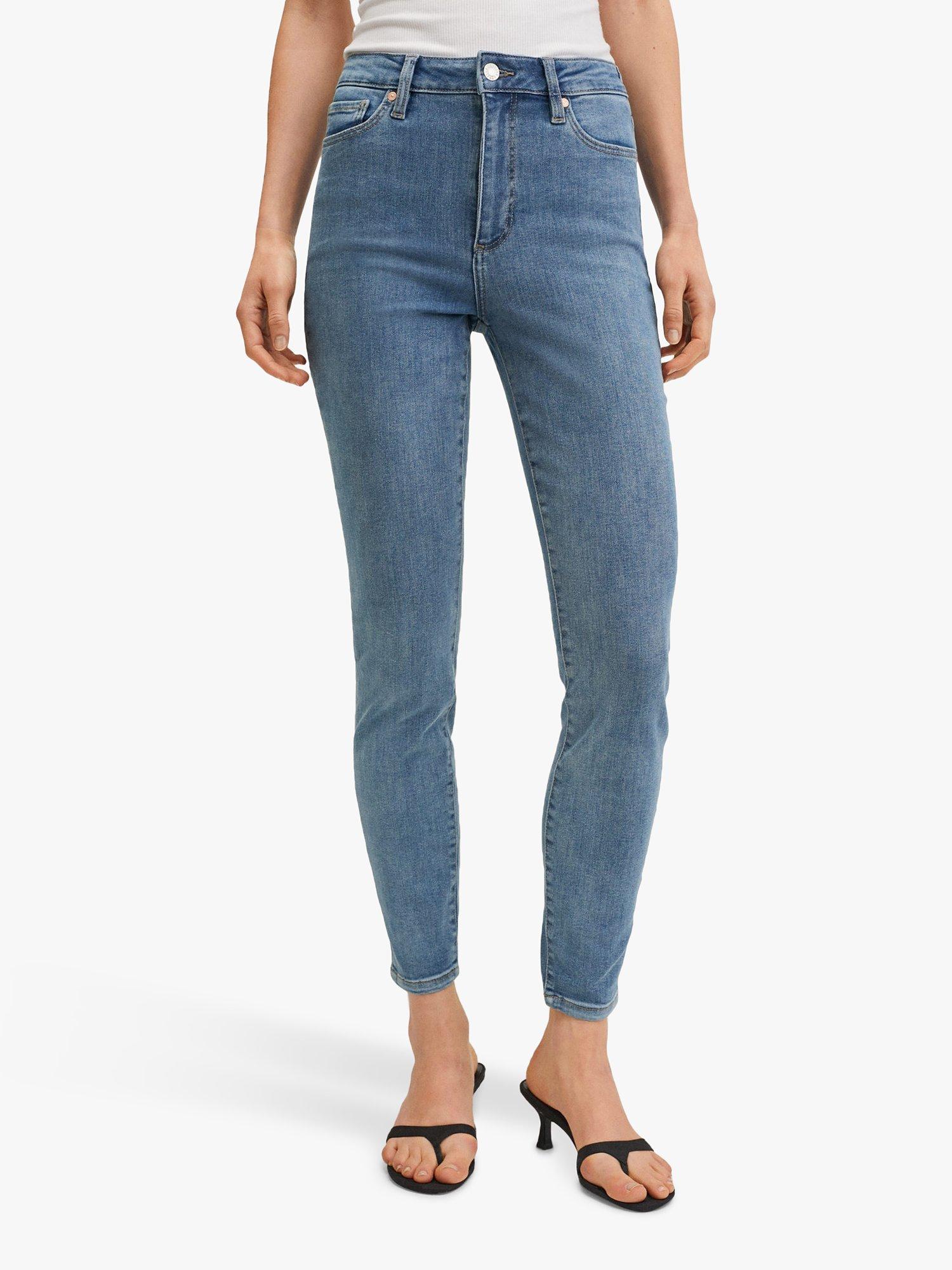 Mango Anne High Waist Skinny Jeans, Open Blue