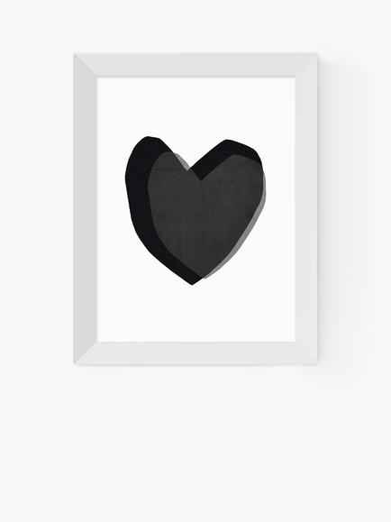EAST END PRINTS Seventy Tree 'Monochrome Heart' Framed Print, White Frame